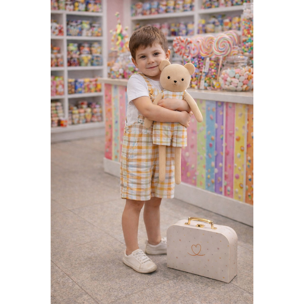 Kit Boneco Urso Xadrez + Petit Case