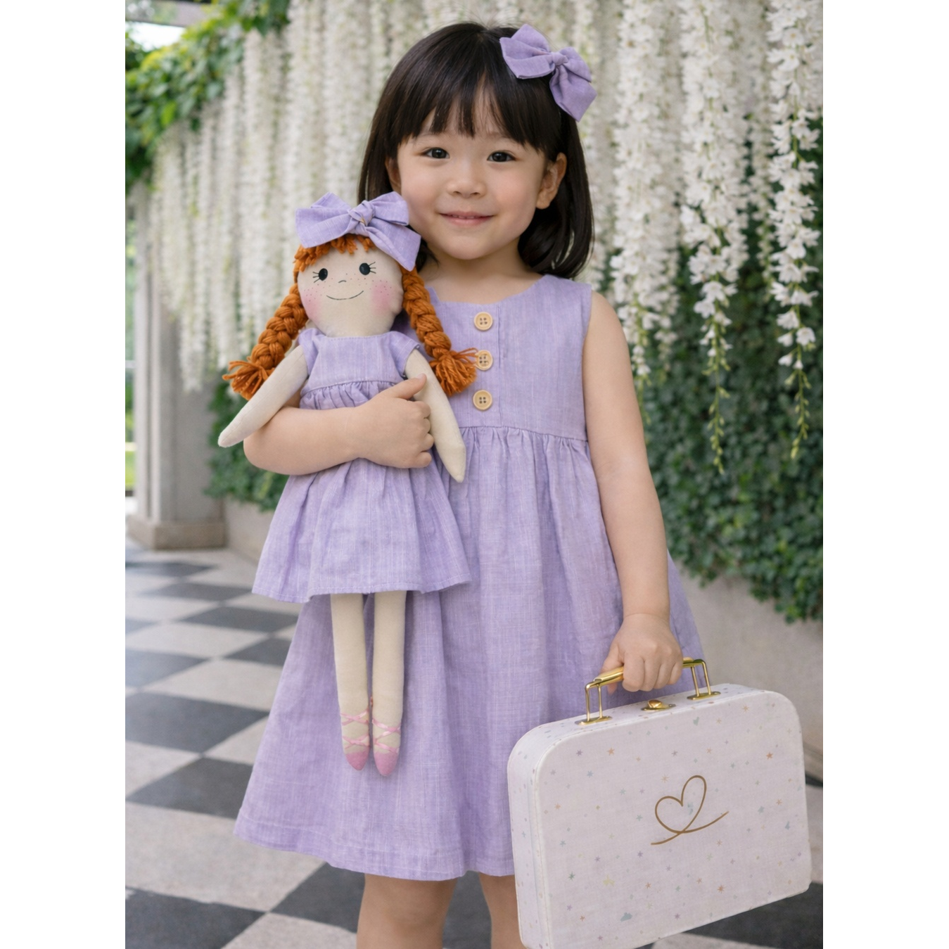 Kit Boneca Duda Liso Lilas + Petit Case