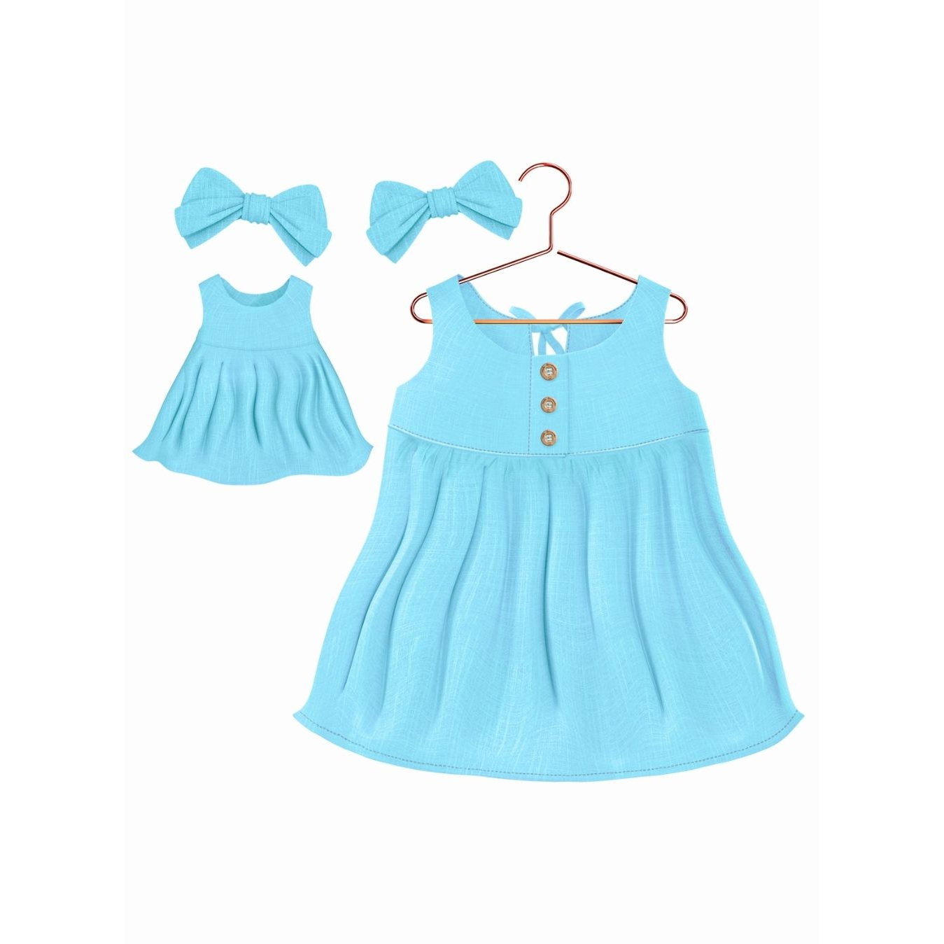 Kit Vestidos Liso Azul