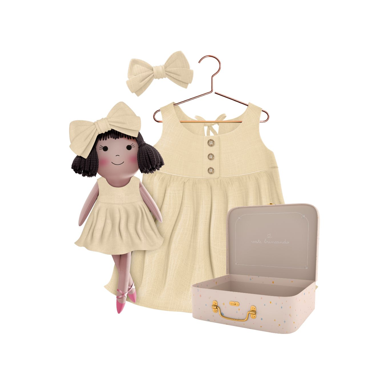 Kit Boneca Alice Liso Amarelo + Petit Case