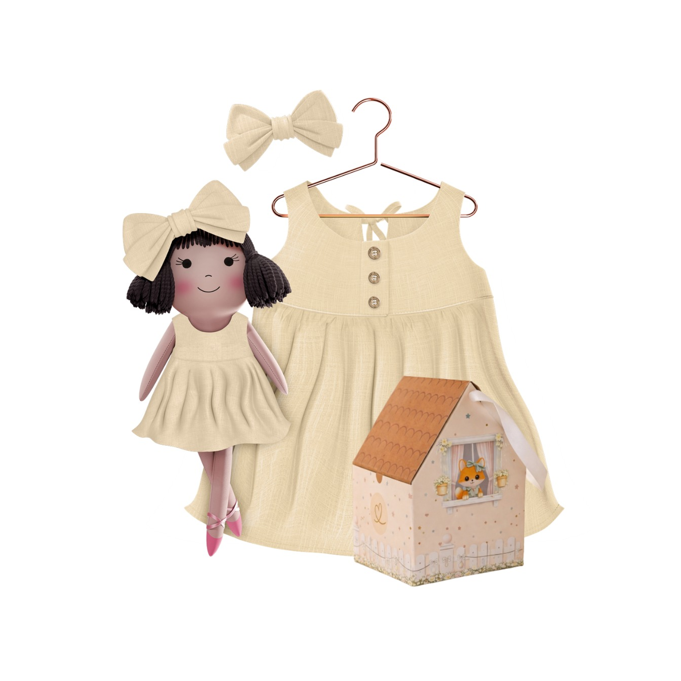 Kit Boneca Alice Liso Amarelo