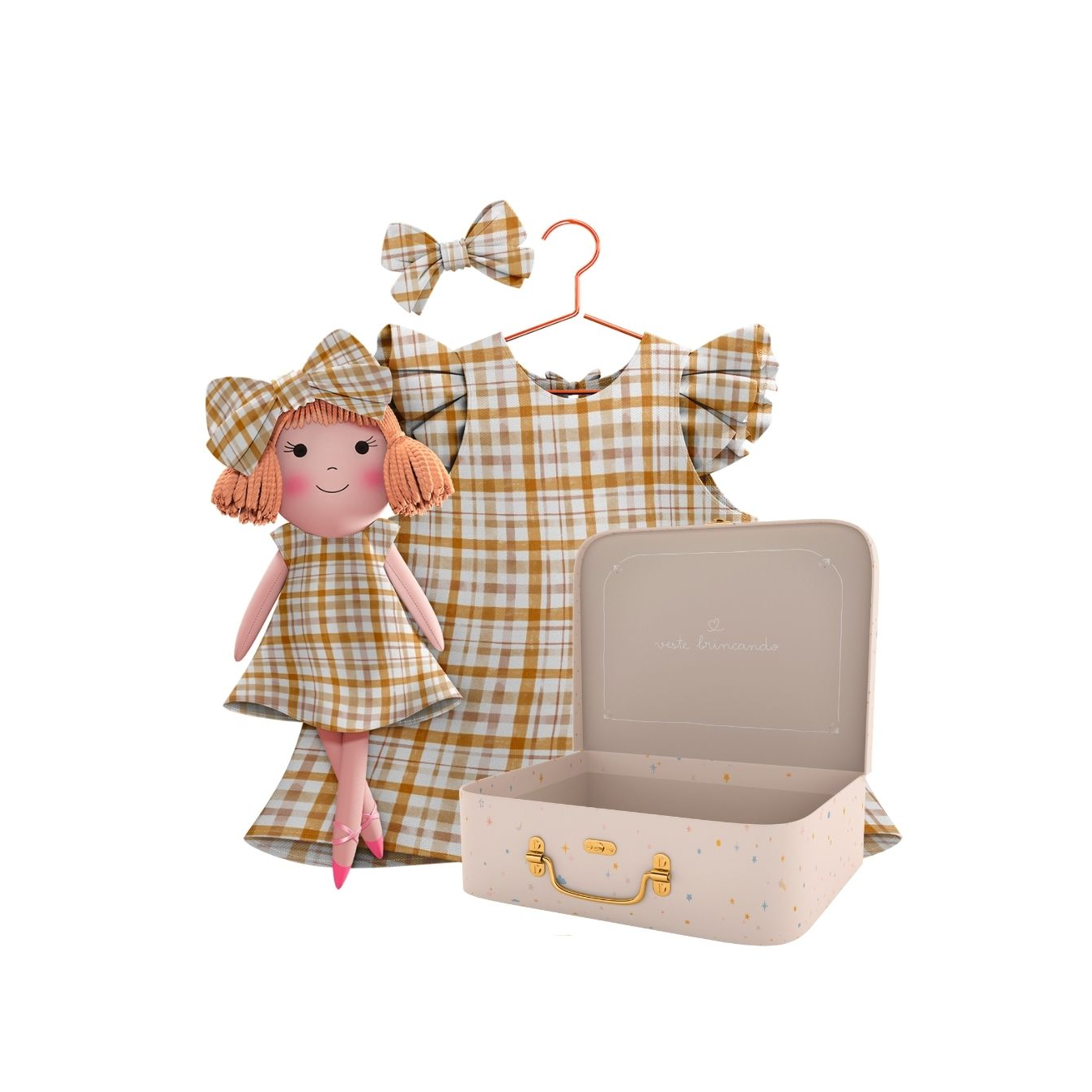Kit Boneca Nina Xadrez+ Petit Case