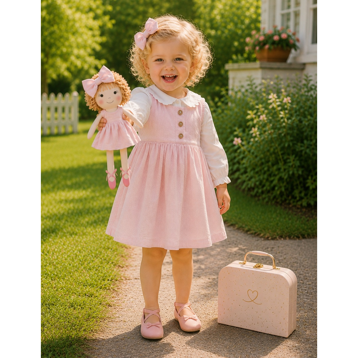 Kit Boneca Aninha Liso Rosa + Petit Case