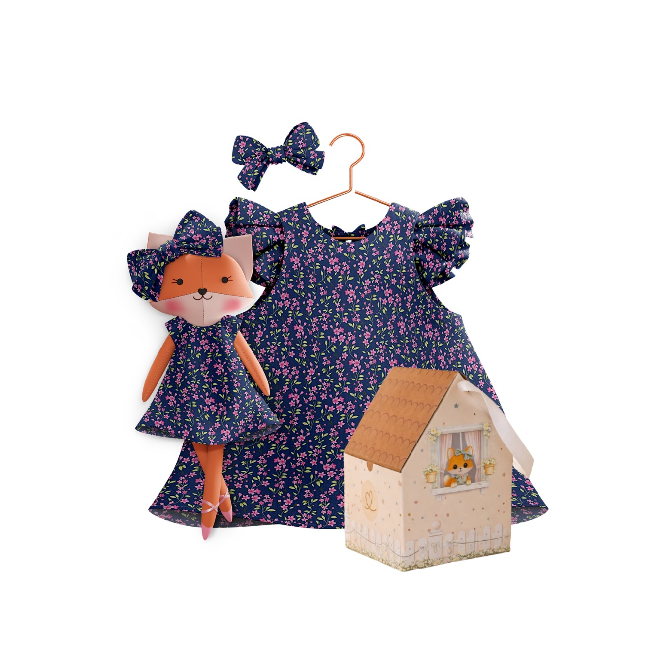 Kit Boneca Dona Raposa Florzinha