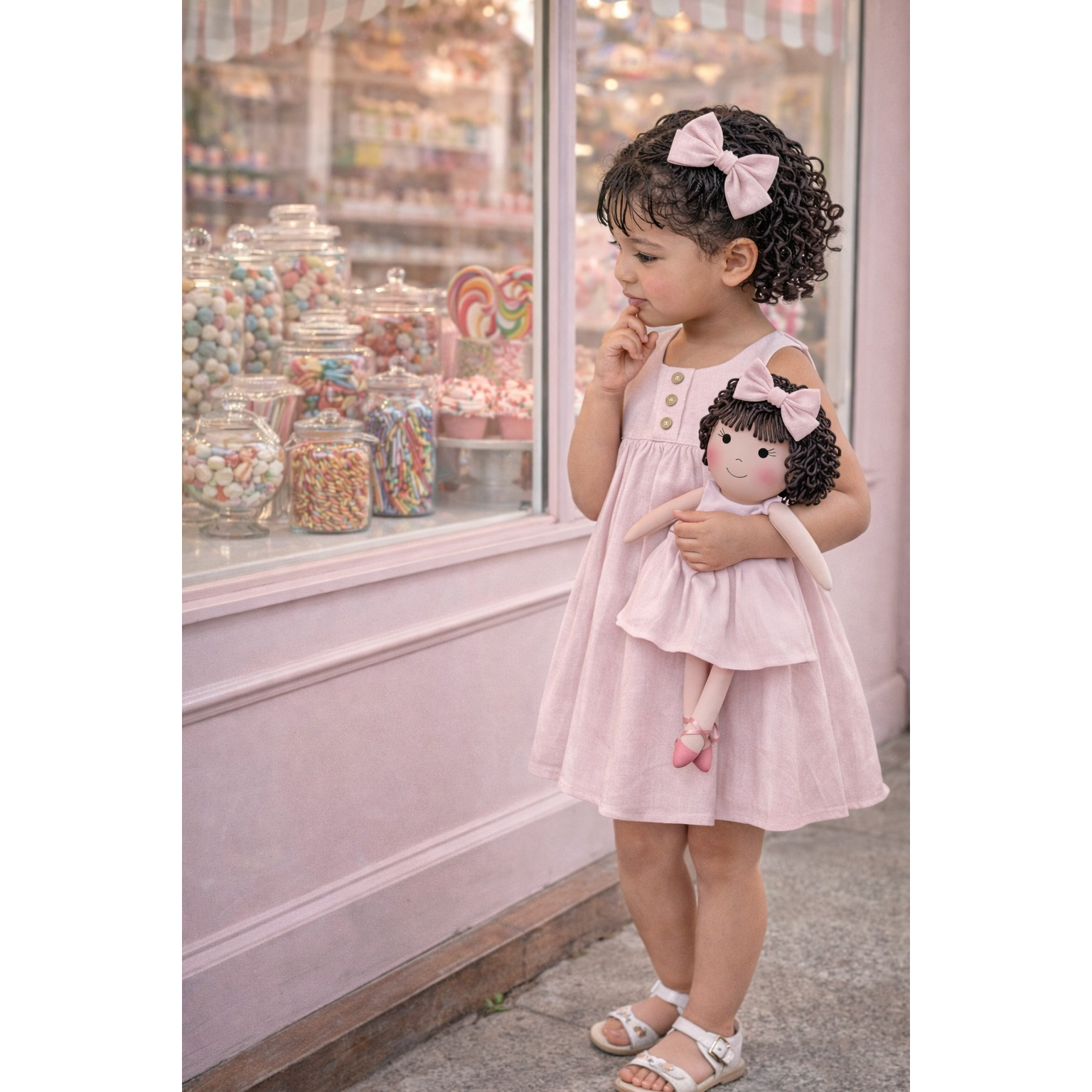 Kit Boneca Nelinha Liso Rosa
