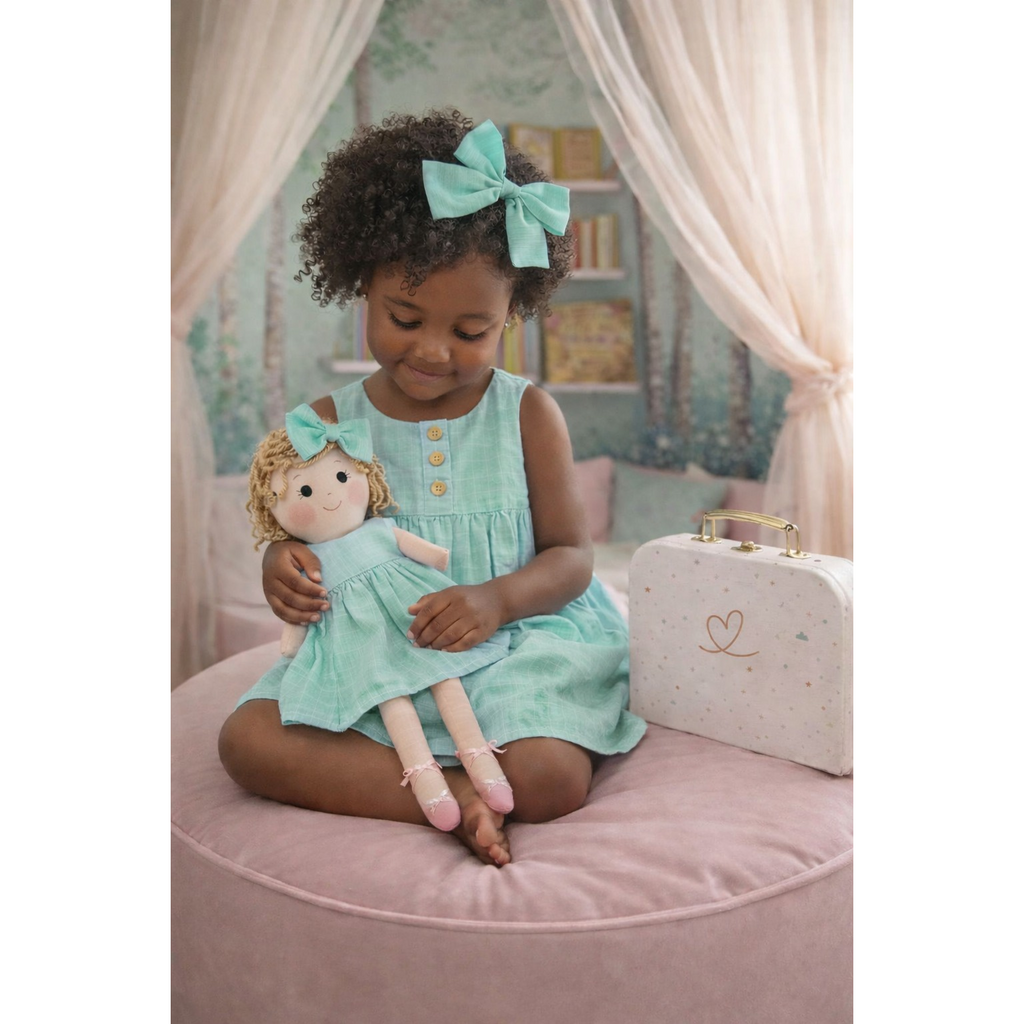 Kit Boneca Aninha Liso Verde + Petit Case