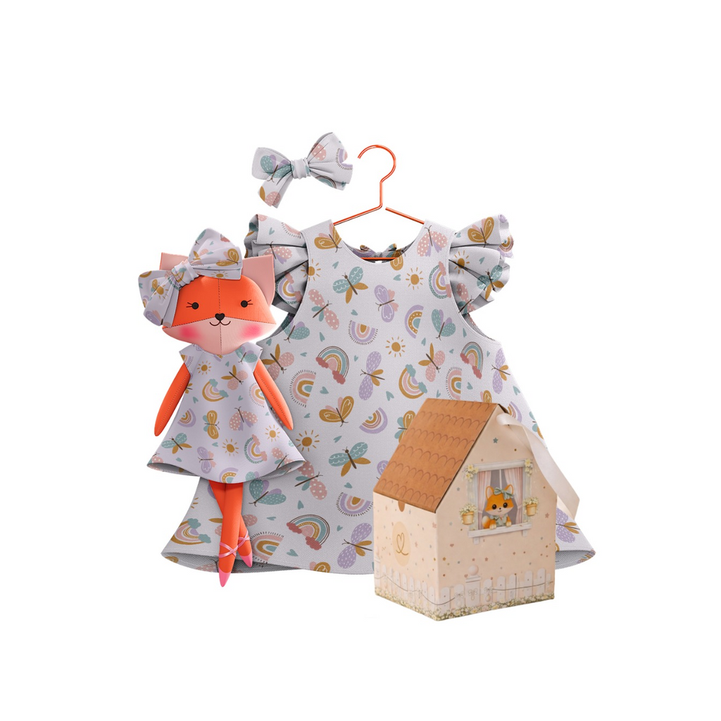 Kit Boneca Dona Raposa Arco-Íris