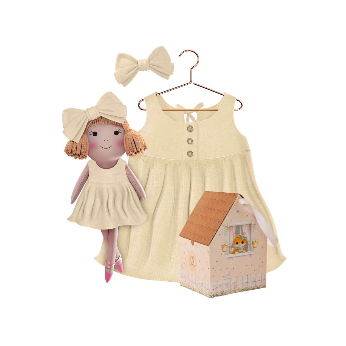 Kit Boneca Nina Liso Amarelo