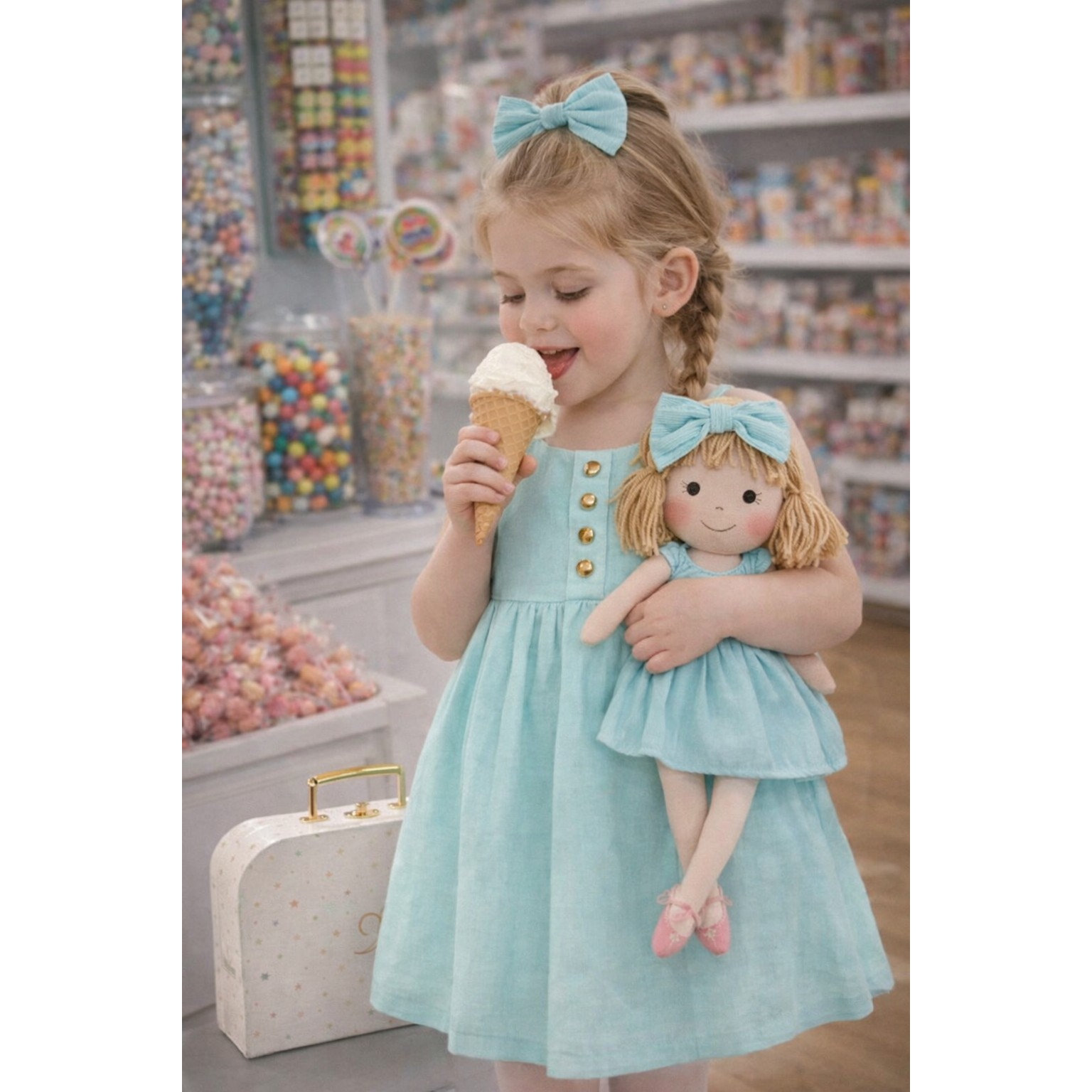 Kit Boneca Nina Liso Verde + Petit Case