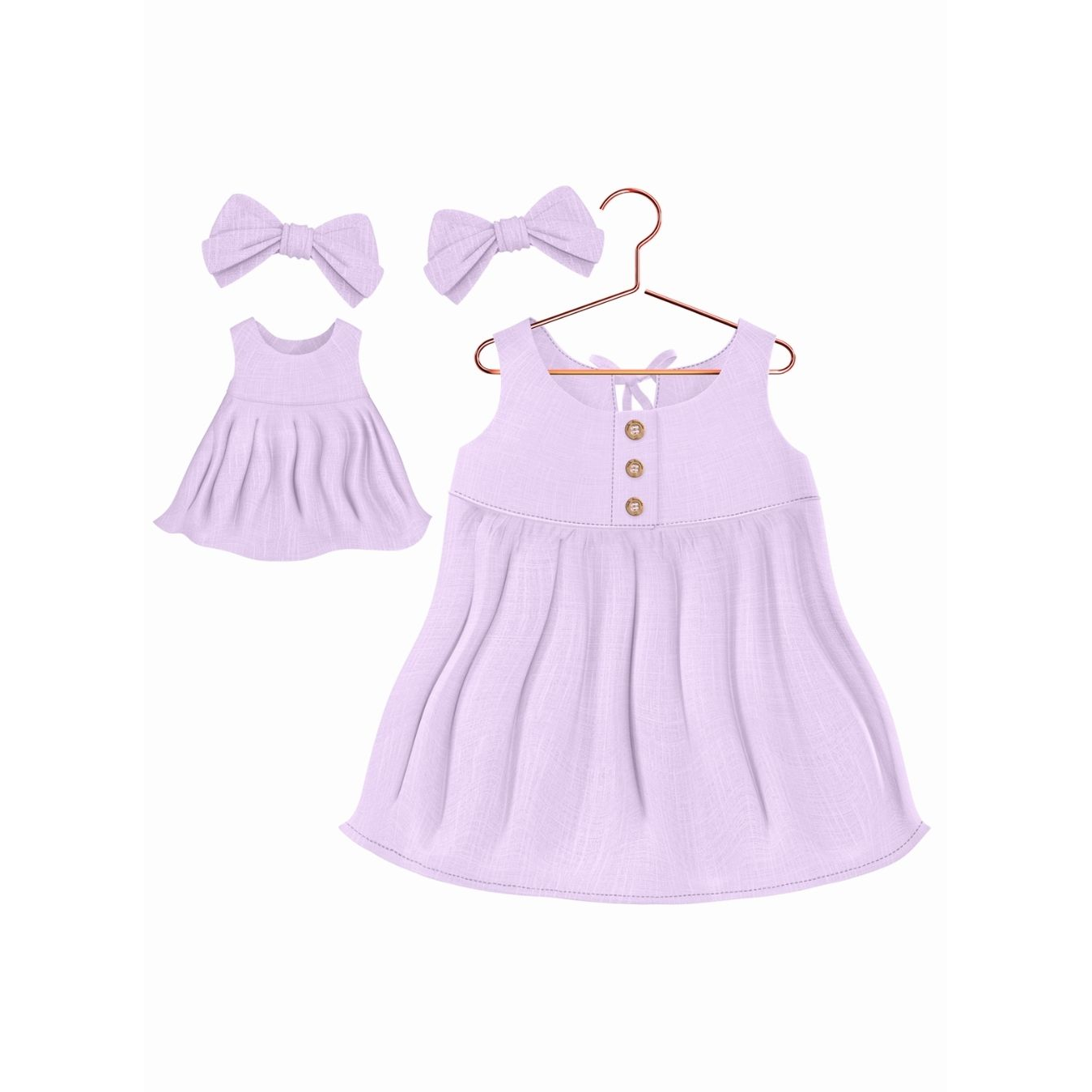 Kit Vestidos Liso Lilás