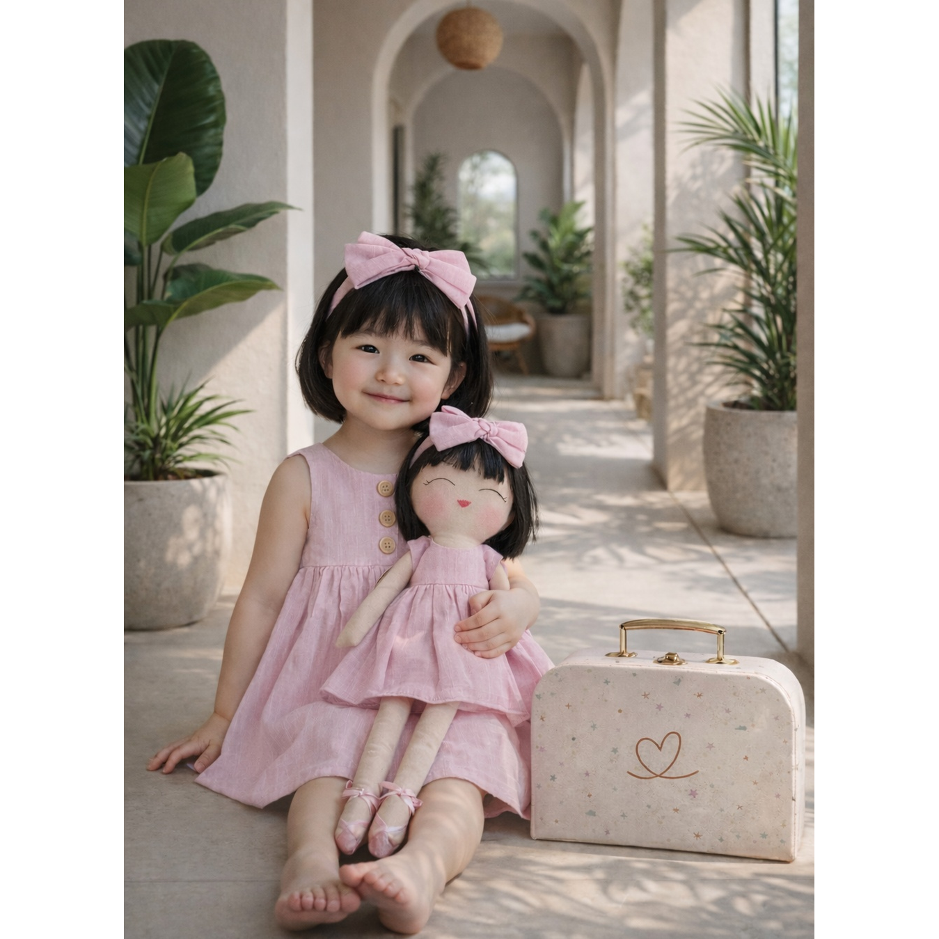Kit Boneca Kika Liso Rosa + Petit Case