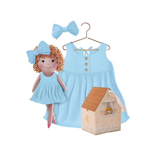 Kit Boneca Aninha Liso Azul