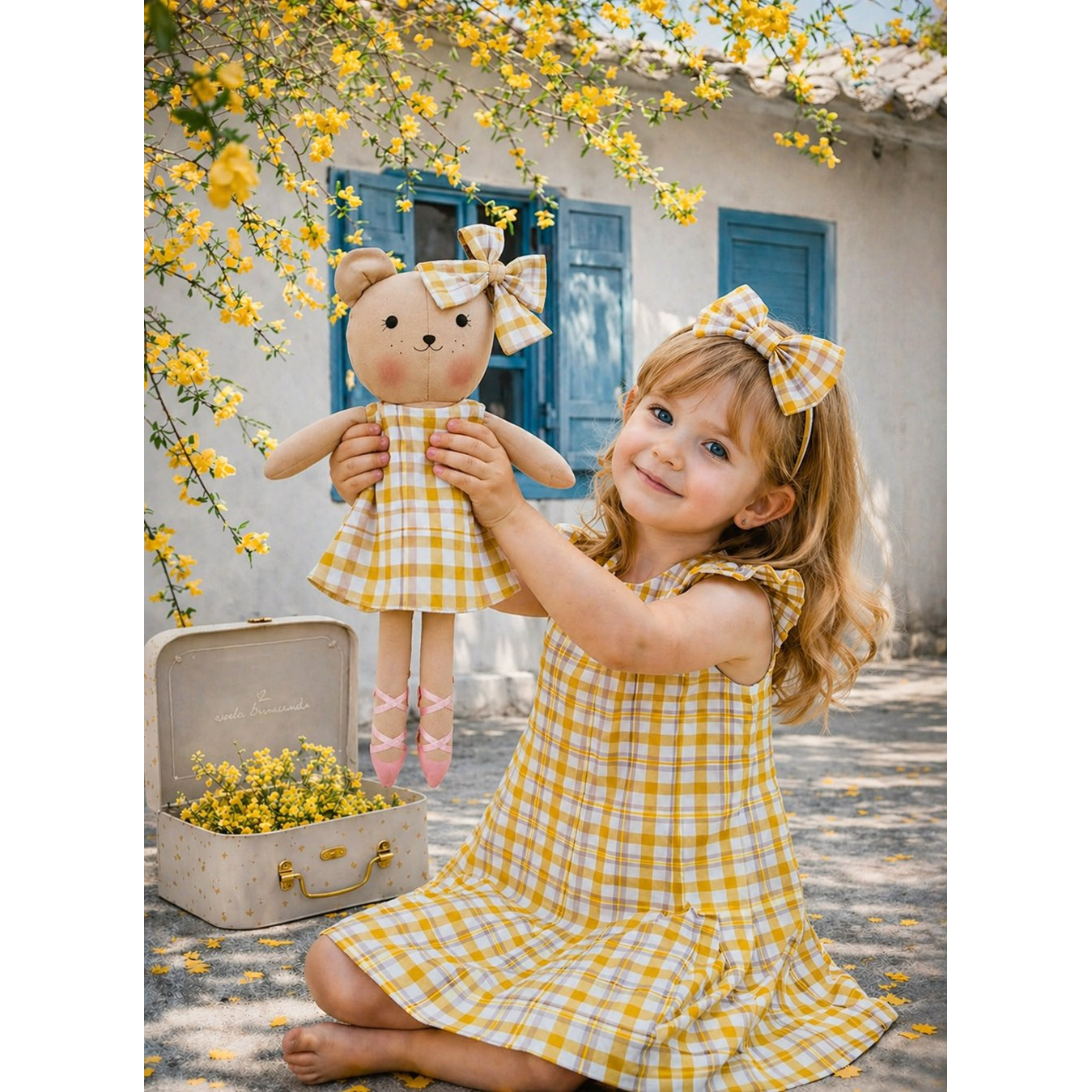 Kit Boneca Ursinha Mel Xadrez+ Petit Case
