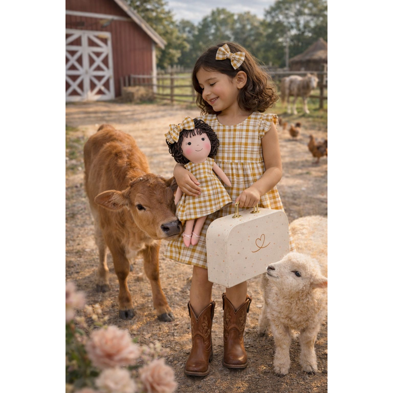 Kit Boneca Nelinha Xadrez + Petit Case