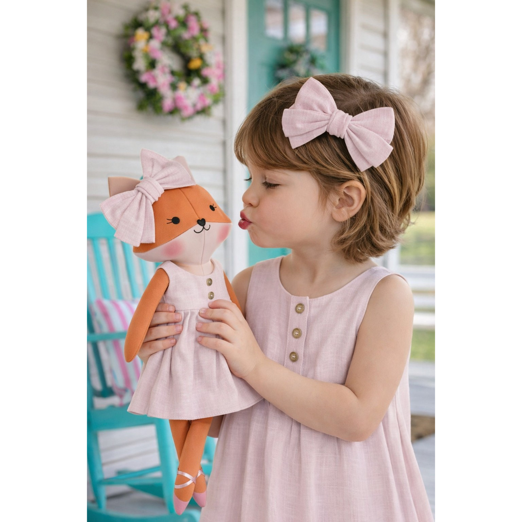 Kit Boneca Dona Raposa Liso Rosa