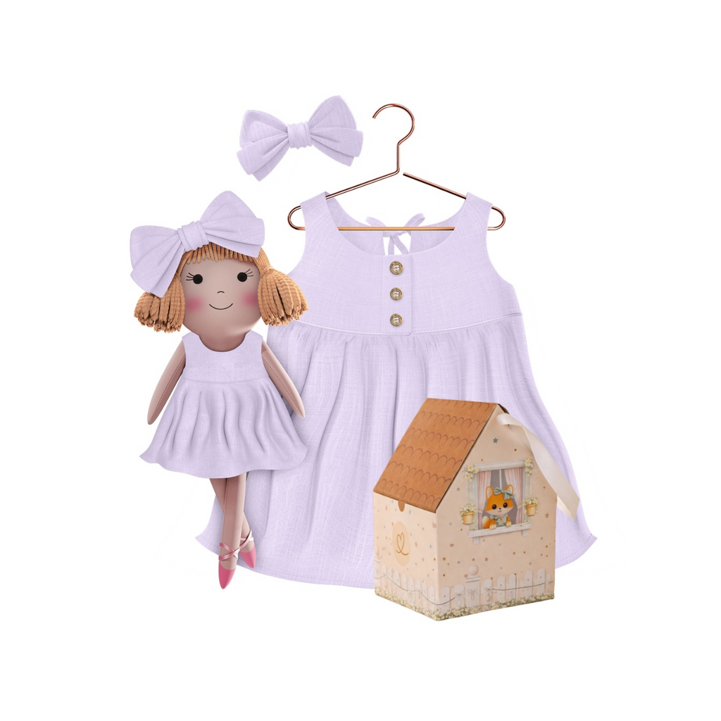 Kit Boneca Nina Liso Lilás
