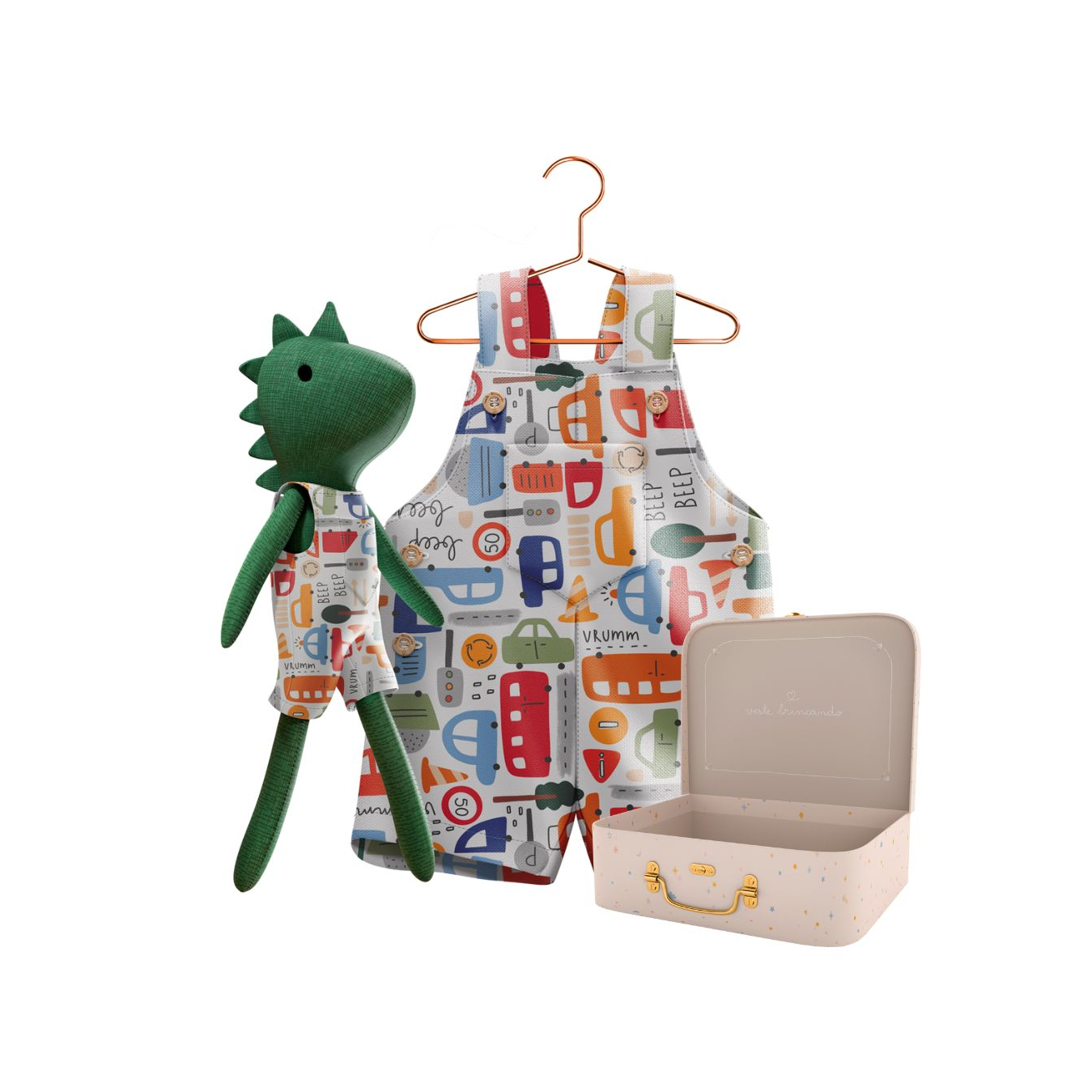 Kit Boneco Dino Carros + Petit Case